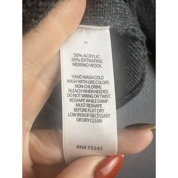 Tahari Women's S Merino Wool Blend Button Front Cardigan Sweater Blazer Gray - Picture 4 of 8